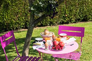 Petit déjeuner dans le jardin